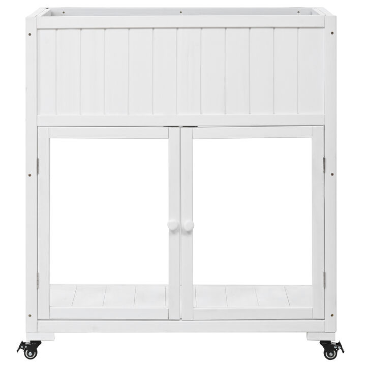 Merax Mini Wood Cold Frame Garden Greenhouse with Wheels