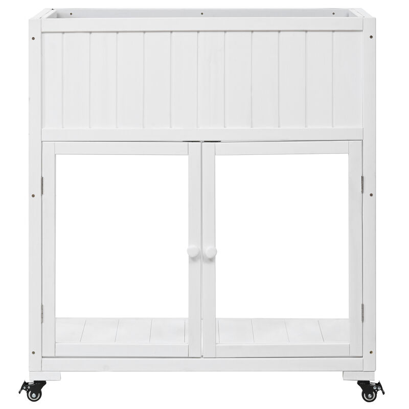 Merax Mini Wood Cold Frame Garden Greenhouse with Wheels