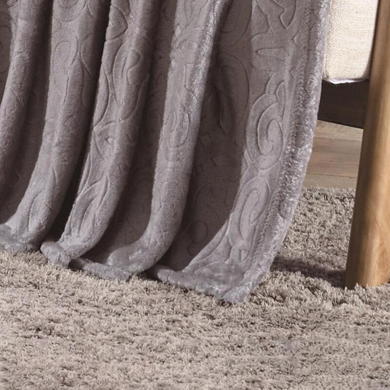 Dama Scroll All Season Embossed Pattern Ultra Soft and Cozy 50" x 60" Throw Blanket