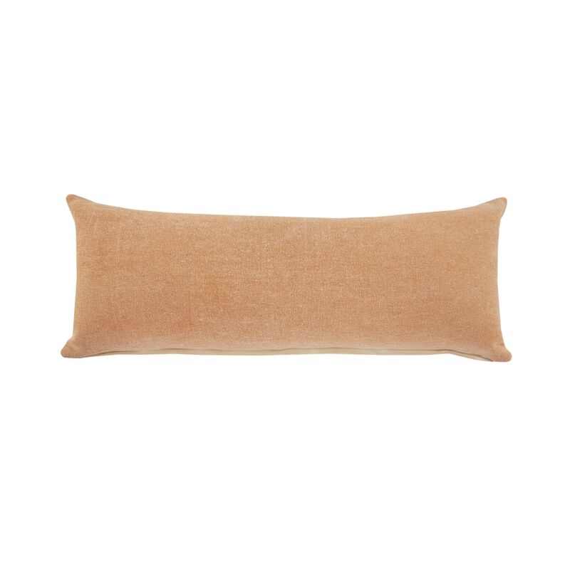 36" Butter Rum Brown Solid Lumbar Rectangular Throw Pillow