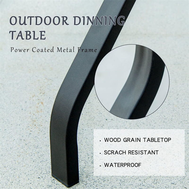 Streamdale Square Metal Patio Table with Umbrella Hole & Wood-Look Top