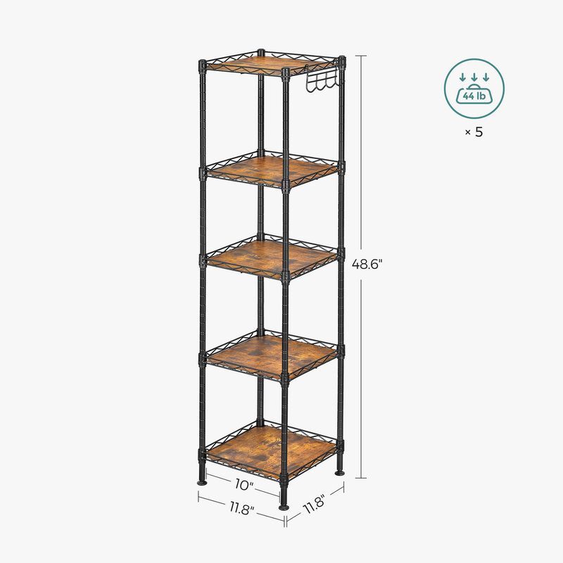Small Space Bathroom Shelf – Storage Rack with Convenient Removable Hooks
