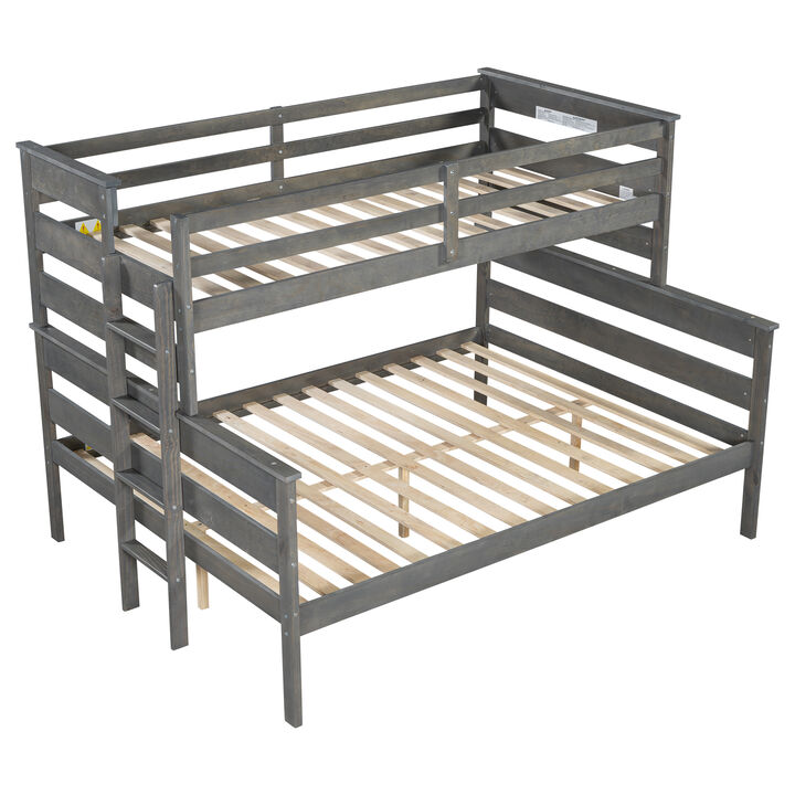 Wood Twin XL over Queen Bunk Bed with Ladder
