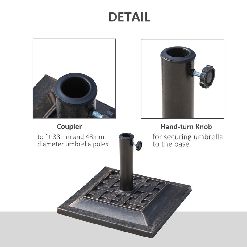 Stylish Sun Shield Support: Square 20lb Bronze Resin Umbrella Base