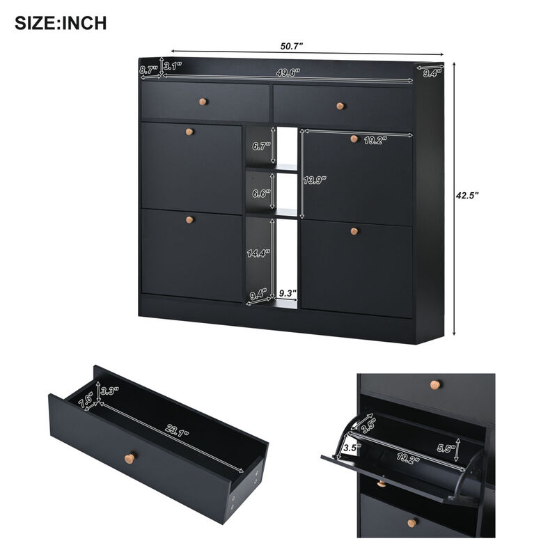 4-Drawer Shoe Cabinet for Entrance Hallway