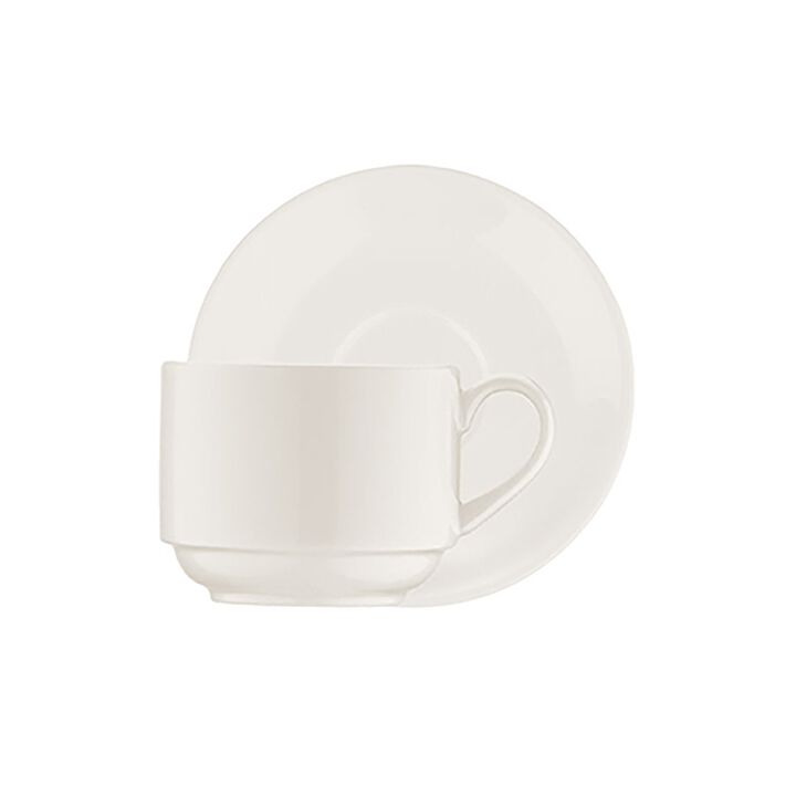 Banquet Stacking 7 oz. Coffee Cup+Saucer Set for 4