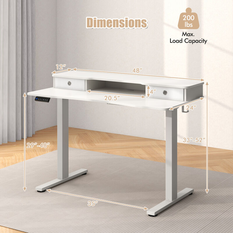 Adjustable Electric Standing Desk with Dual Drawers for Ergonomic Workspaces