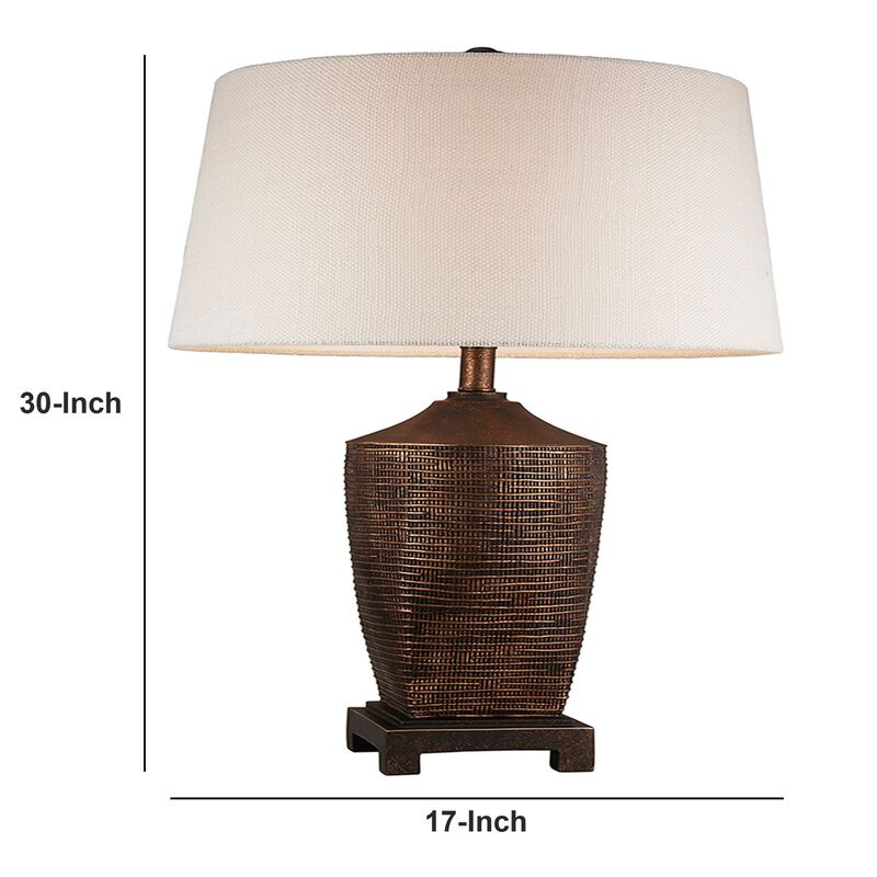 Table Lamp with Polyresin Urn Shape Base, Bronze-Benzara