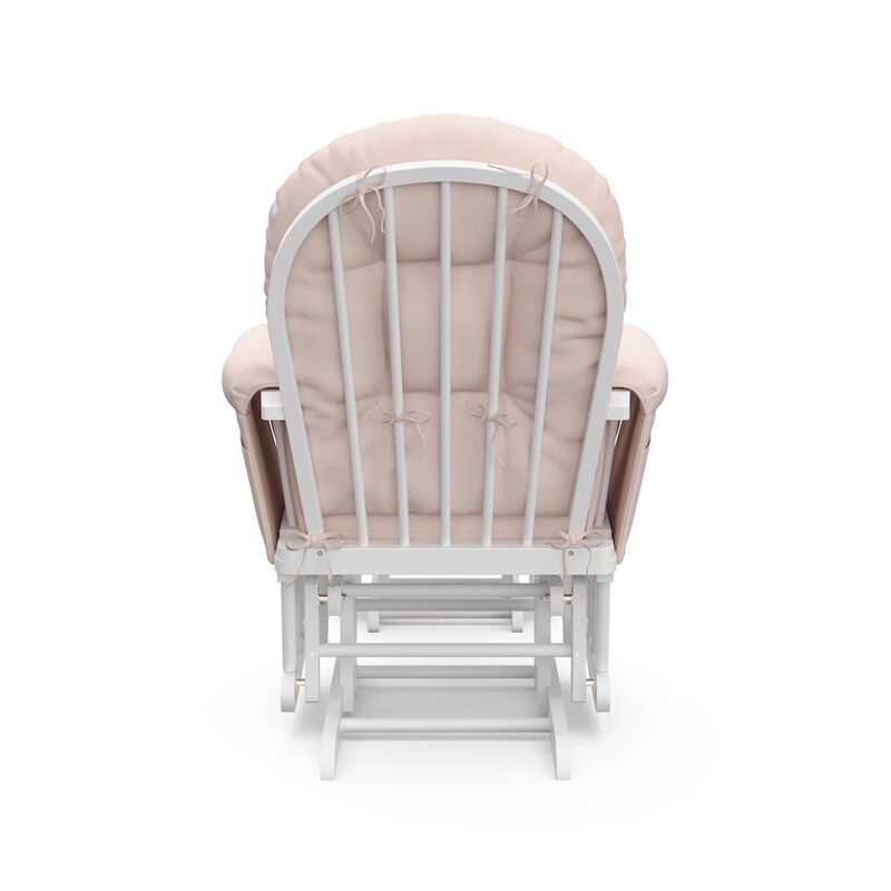 Storkcraft Hoop Glider and Ottoman - White with Pink