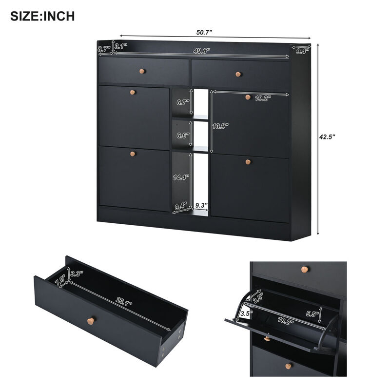 4-Drawer Shoe Cabinet for Entrance Hallway