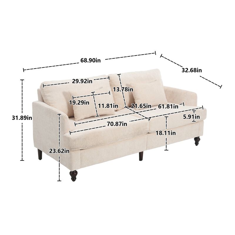 Mondawe Mid Century Chenille Fabric Loveseat Sofa, 2-Seat Upholstered Modern Couch