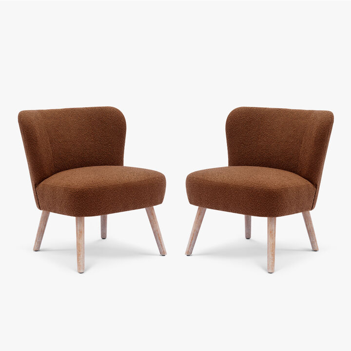 WestinTrends 25" Wide Upholstered Boucle Accent Chairs Set of Two WestinTrends 25" Wide Upholstered Boucle Accent Chairs Set of Two