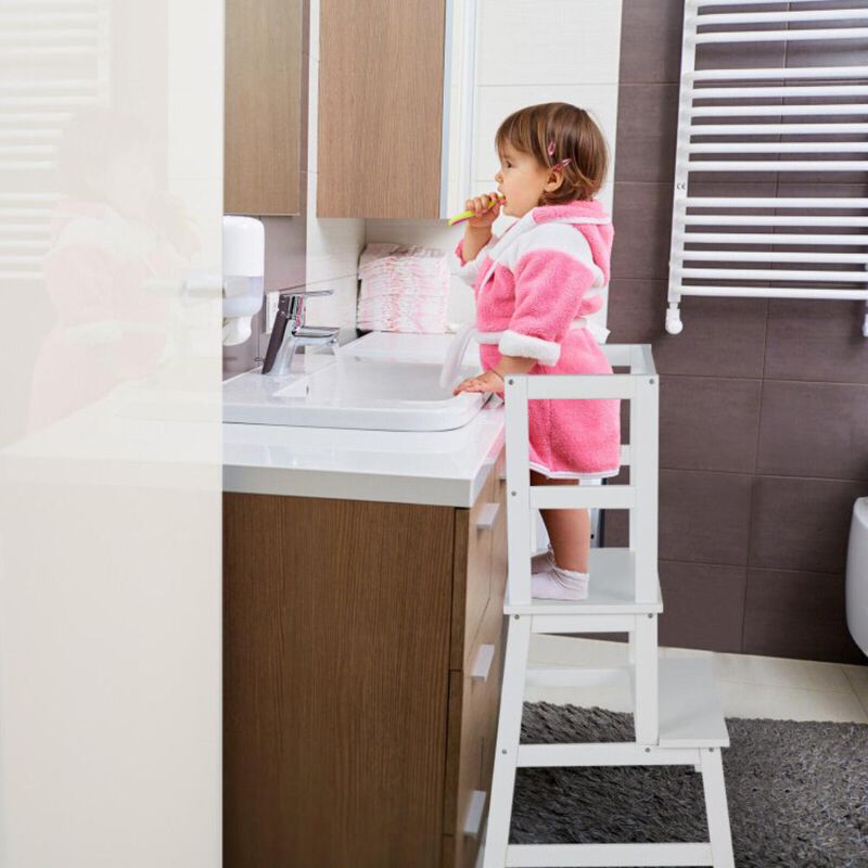 Hivvago 2-in-1 Multifunctional Toddler Step Stool with Safety Rail