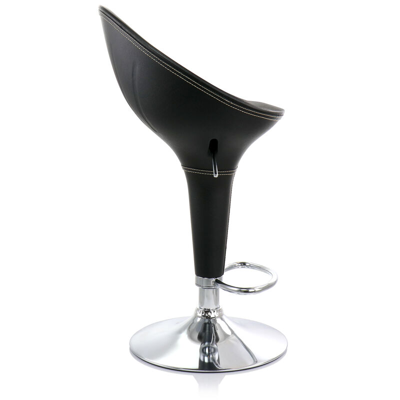 Elama 2 Piece Adjustable Plastic Bar Stool in Black with Chrome Base