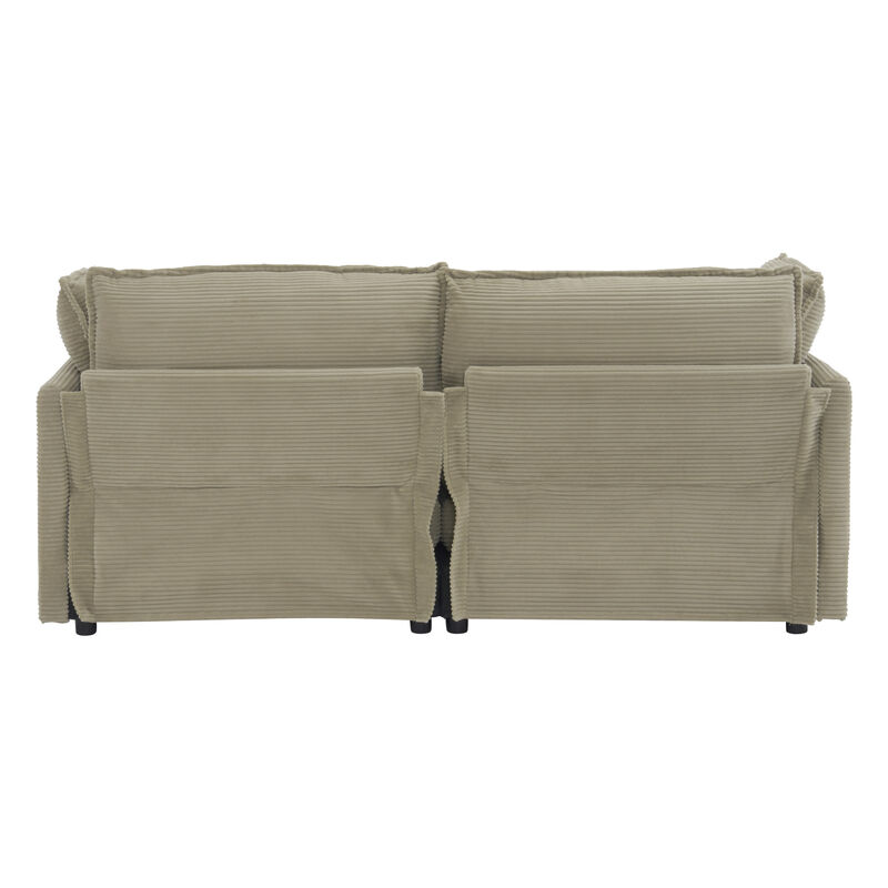 Merax Corduroy Sectional Sofa with Side Storage Pockets