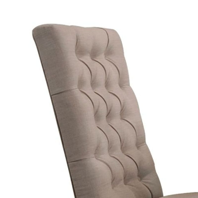 Wooden Dining Side Chair with Button Tufted Back, Set of 2, Tan Brown and Black-Benzara
