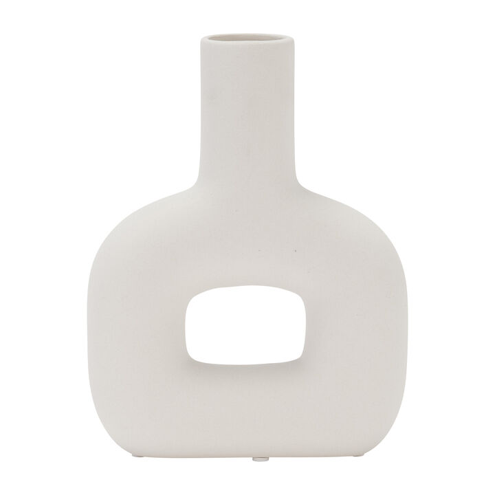 8" White Dolomite Cut-Out Vase