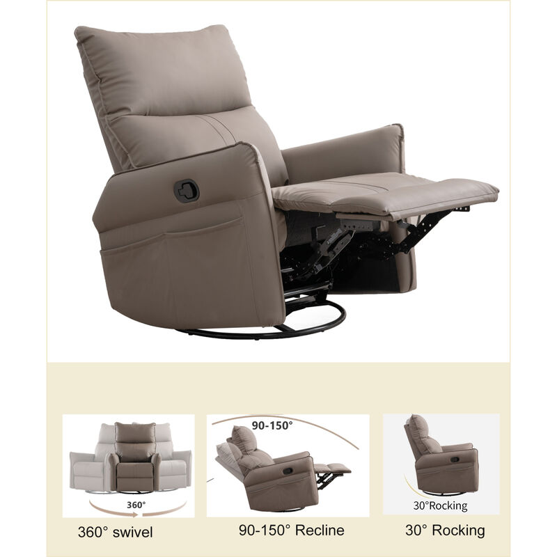 Modern Swivel Recliner Chair with Side Pocket