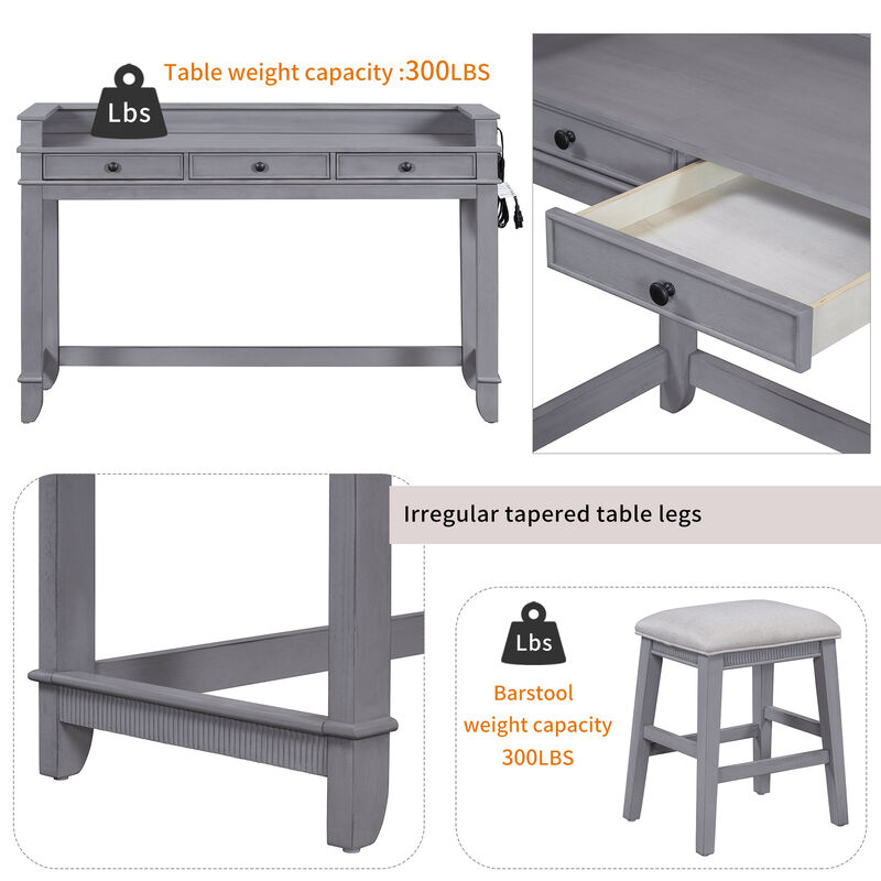 Merax 4-piece Dining Bar Table Set with 3 Stools