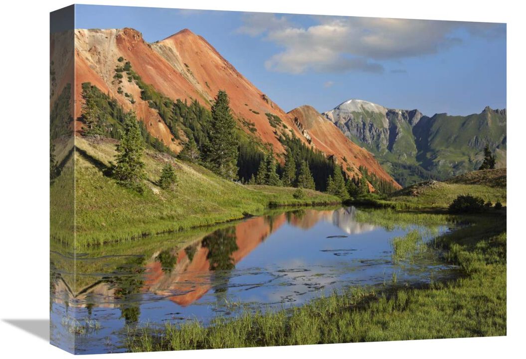 Red Mountain gets its color from iron ore in the rock, Gray Copper Gulch, Colorado-Canvas Art-16x12
