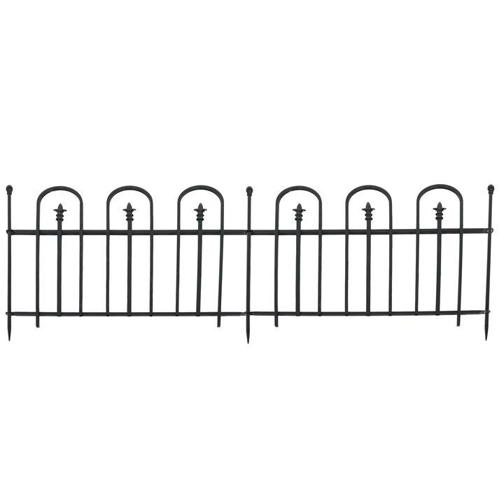 Sunnydaze 2-Piece Strasbourg Steel Garden Border Fencing - 6 ft - Black
