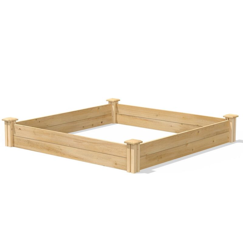 QuikFurn 4 ft x 4 ft Pine Wood Raised Garden Bed