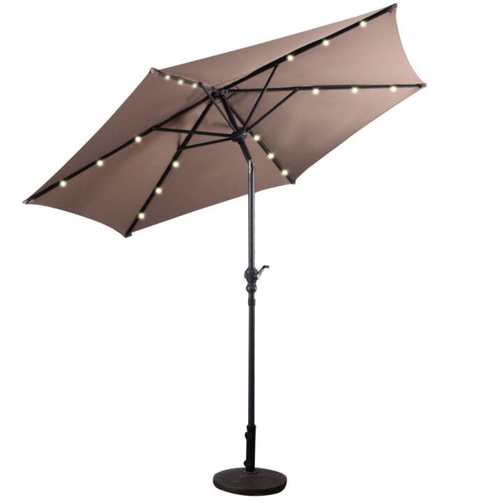 Hivvago 9 Feet Patio LED Solar Umbrella with Crank