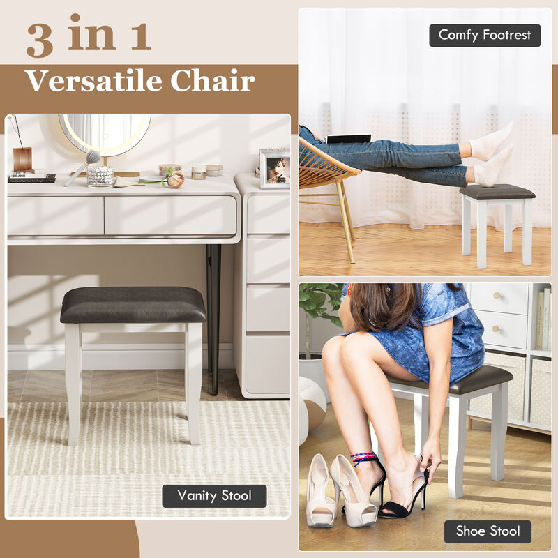 Set of 2 Faux Leather Vanity Stools Stylish Chairs for Makeup Room and Living Room Use