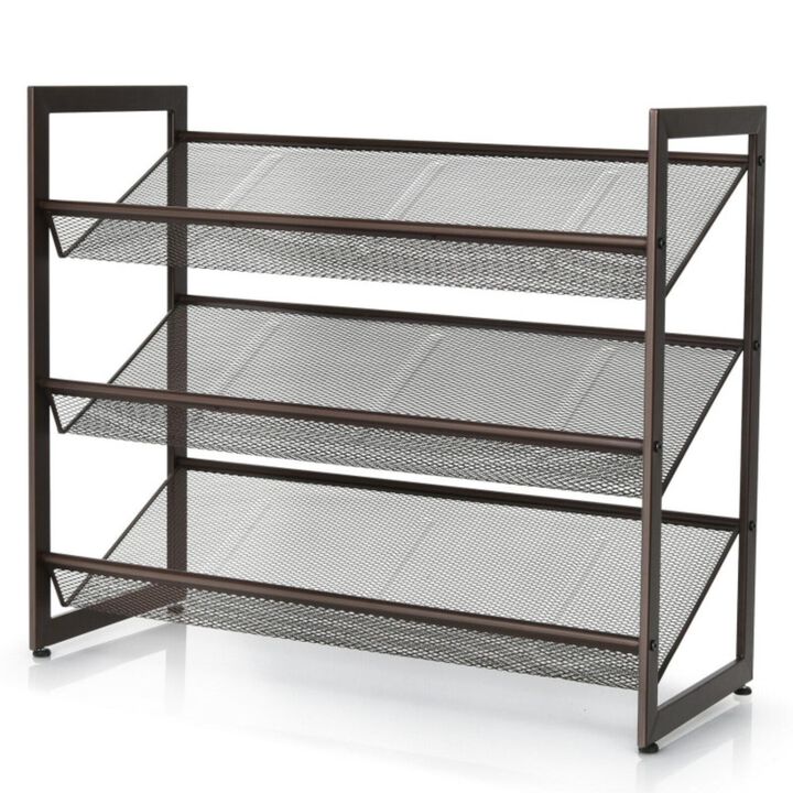 Hivvago Flat and Slant Metal Shoe Rack for Entryway Hallway