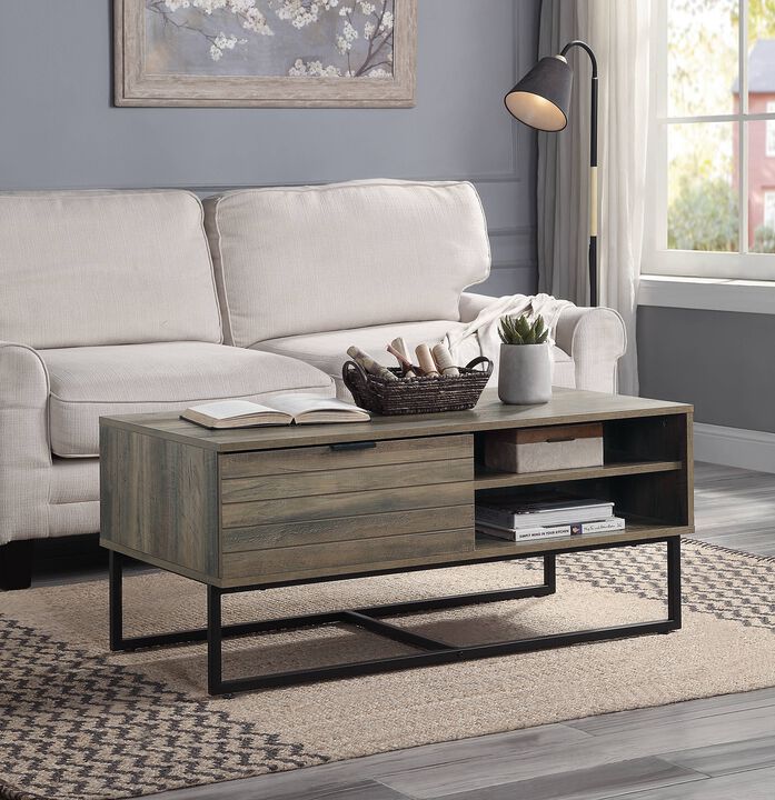 ACME Homare Coffee Table, Rustic Oak & Black Finish
