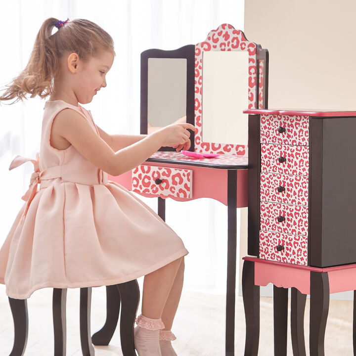 Fantasy Fields - Fashion Leopard Prints Gisele Play Vanity Set - Pink / Black