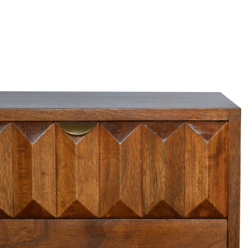 Grey Washed Circular Solid Wood 1 Drawer NightStand