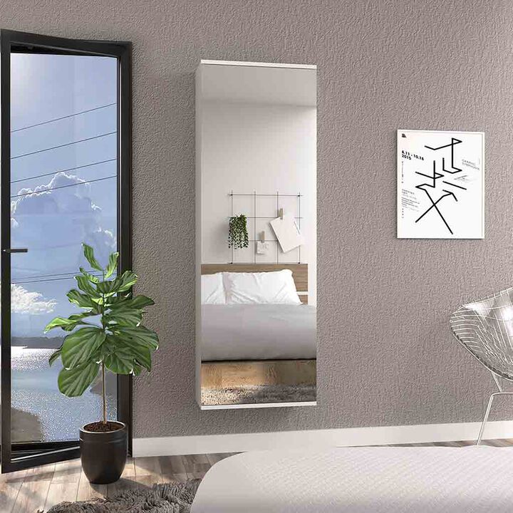 DEPOT E-SHOP Baltimore Wall Mounted Shoe Rack, Mirror, Single Door, Ten Shoes Capacity, Black