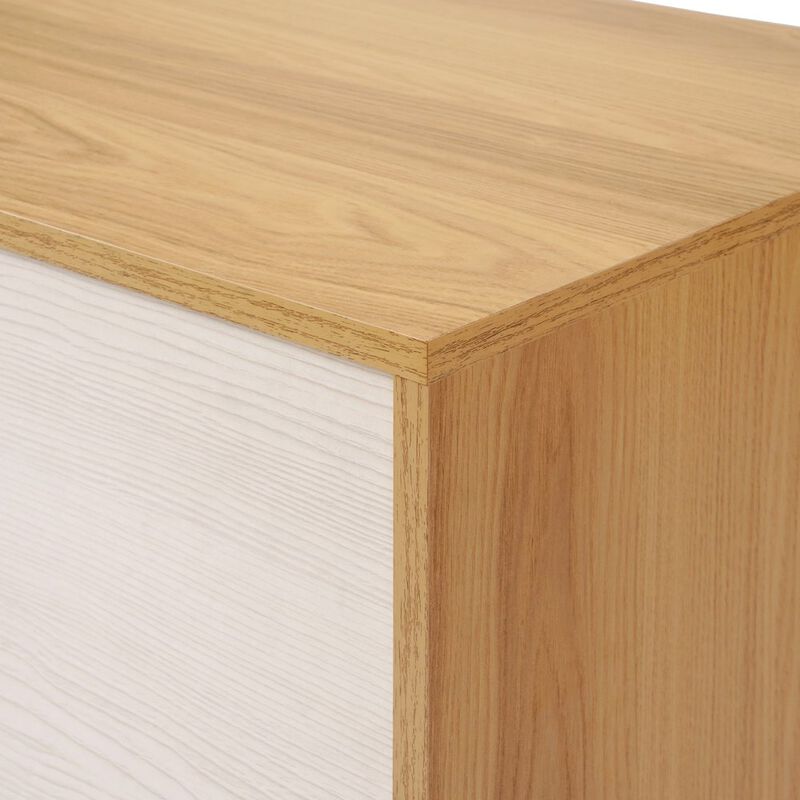 LuxenHome Natural and White 47.2-Inch Wide 6-Drawer Dresser