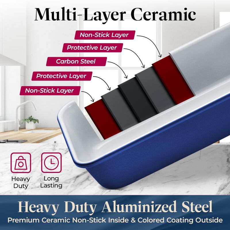 Bake with Elegance: 6-Cup Cake/Muffin Pan Set - Blue, Teal, Marble, Golden, Cream - Aluminized Steel with Ceramic Non-Stick Coating, PFOA & PFAS Free - Non-Toxic, Heavy-Duty Bakeware