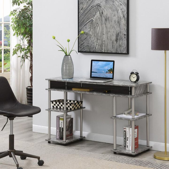 Convenience Concepts Designs2Go No Tools Student Desk, Gray Marble
