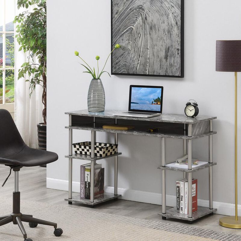 Convenience Concepts Designs2Go No Tools Student Desk, Gray Marble