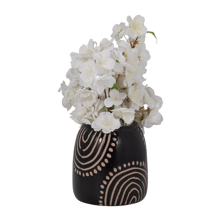 6" Stone Round Tribal Arch Vase