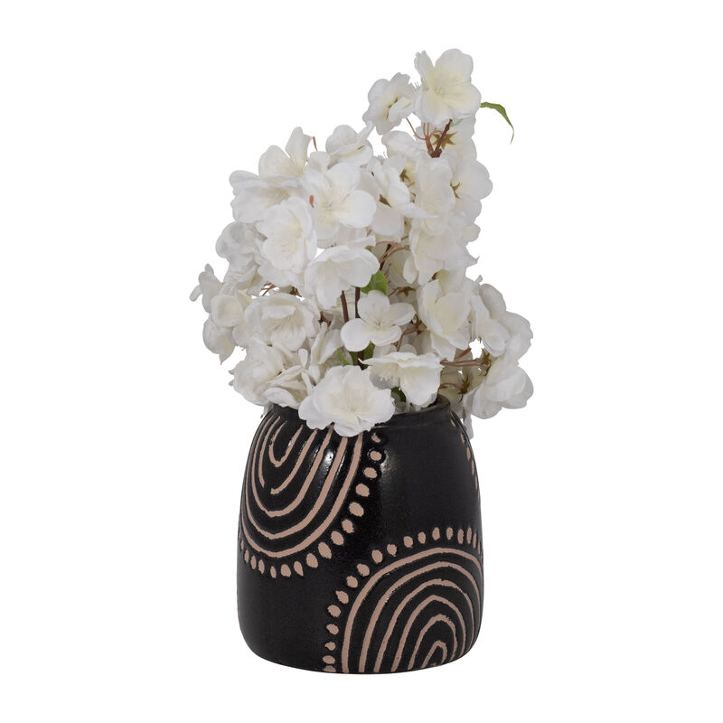 6" Stone Round Tribal Arch Vase