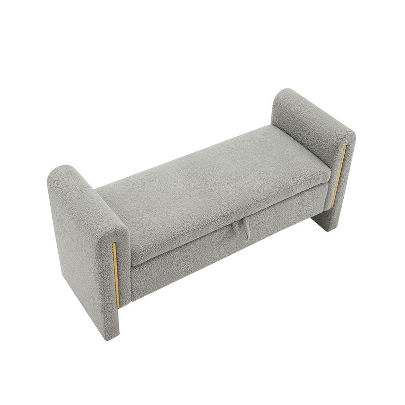 Merax Modern Teddy Bench with Arms and Storage