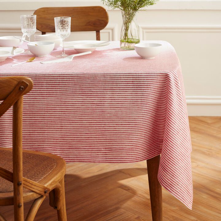 Solino Home 100% Pure Linen Tablecloth | Narrow Stripe