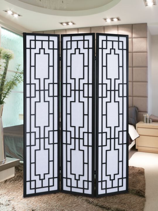 Streamdale Sudoku 3 Panel Room Divider Screen, Black