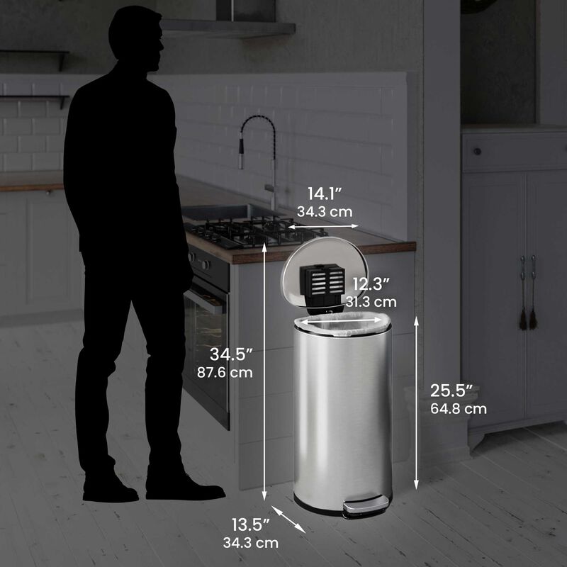 iTouchless 8 Gallon / 30 Liter SoftStep Semi-Round Step Pedal Trash Can