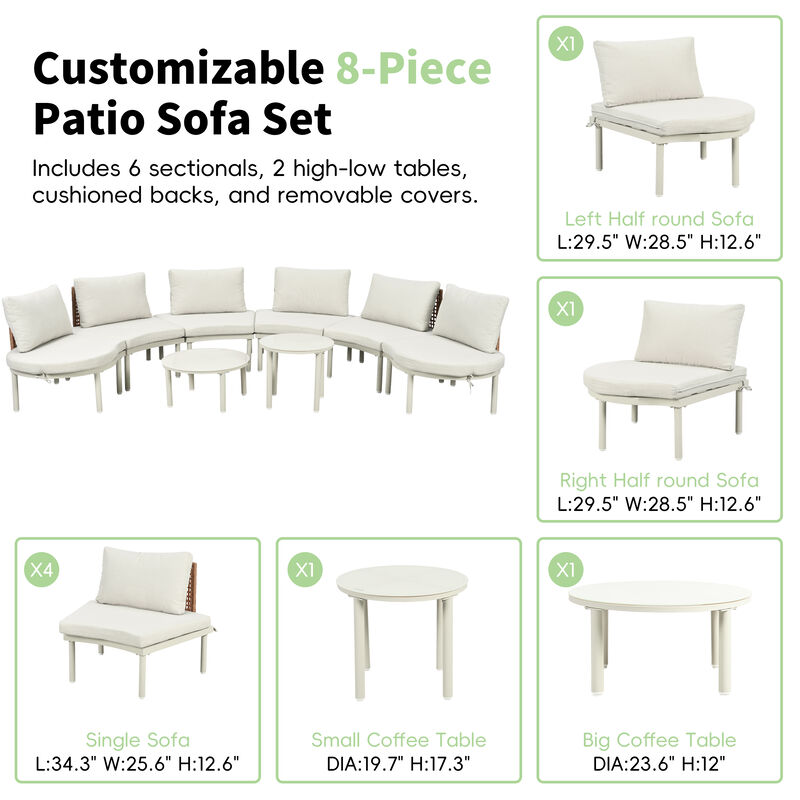 Merax Patio Sofa Furniture Set for Backyard, Garden, Poolside