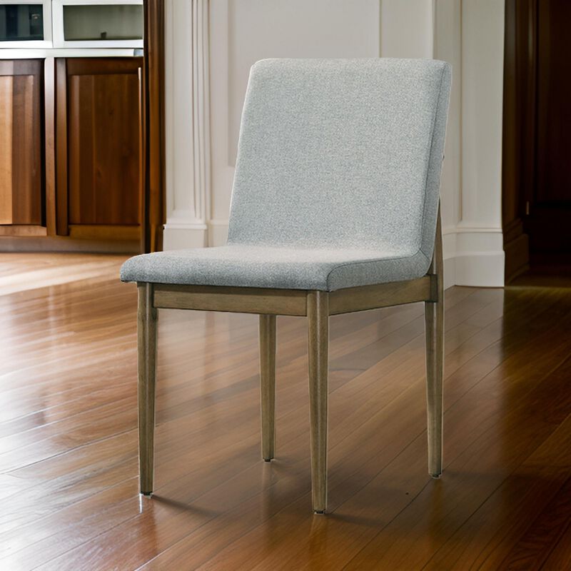 19 Inch Dining Chair, Set of 2, Gray Fabric, Parson Style, Cushioned Seat-Benzara