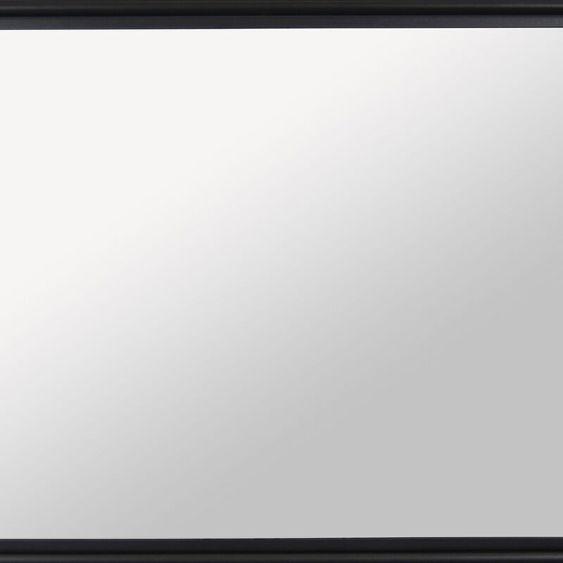 Reeve Wall Mounted Mirror with Round Accents, 20 x 39, Black Metal - Benzara