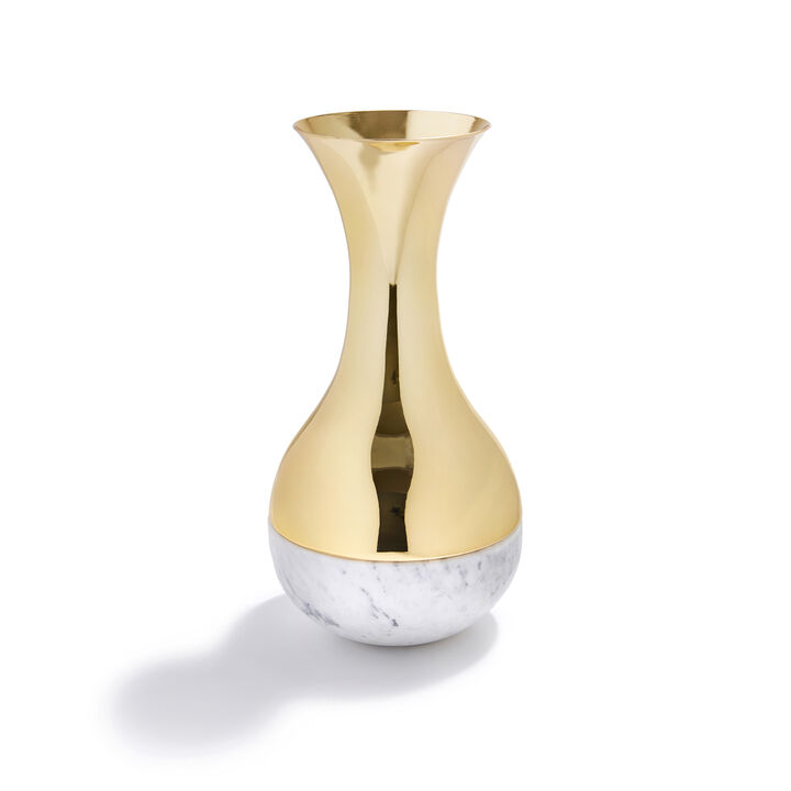 Coluna Dual Vase, Marble & Gold