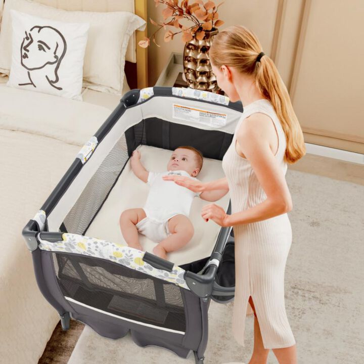 Hivvago 4 in 1 Portable Pack and Play Baby Nursery Center with Bassinet