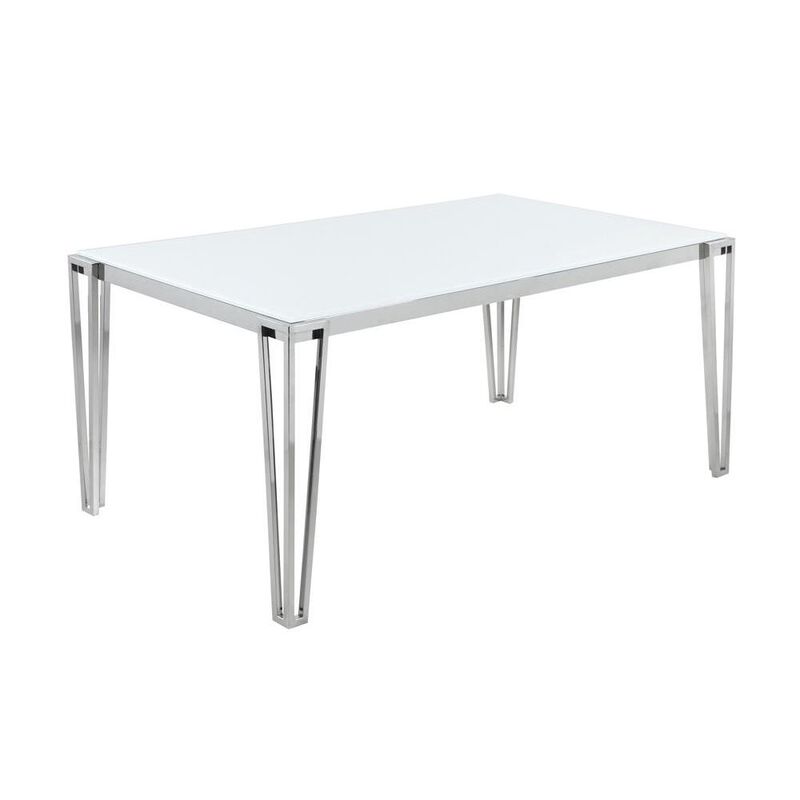 Pauline Rectangular Dining Table with Metal Leg White and Chrome