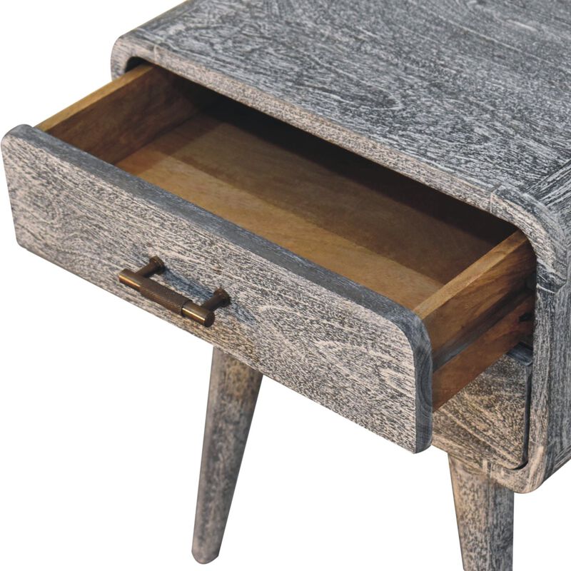 Artisan Furniture Solid Wood Sandblasted Ash Curved Bedside